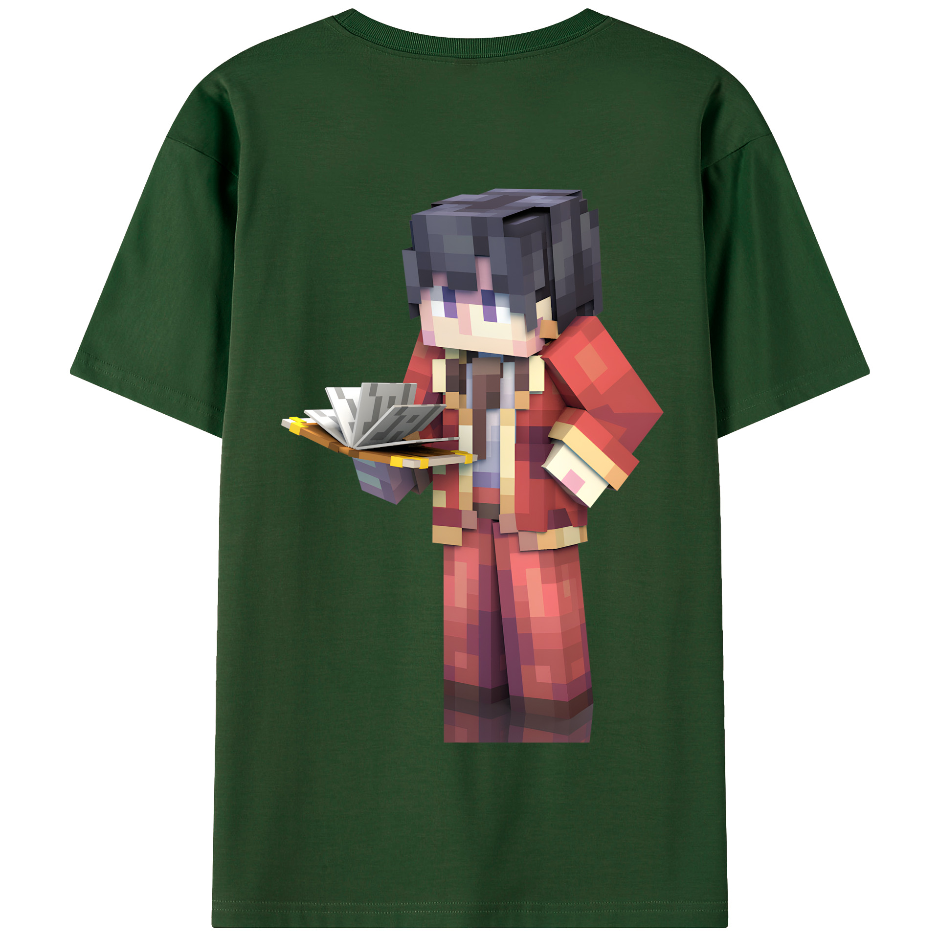 （画像用） マインクラフト ブロックの世界 Minecraft MC Block world 綿100％半袖Tシャツ（背面プリント）